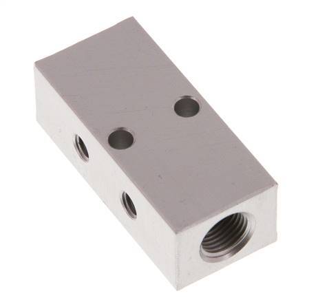 2xG 1/8'' x 2xM5 Bloque distribuidor de aluminio de una cara 16 Bar