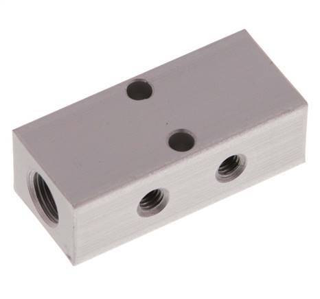 2xG 1/8'' x 4xM5 Bloque distribuidor de aluminio de doble cara 16 barras