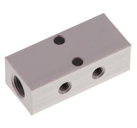 2xG 1/8'' x 4xM5 Bloque distribuidor de aluminio de doble cara 16 barras