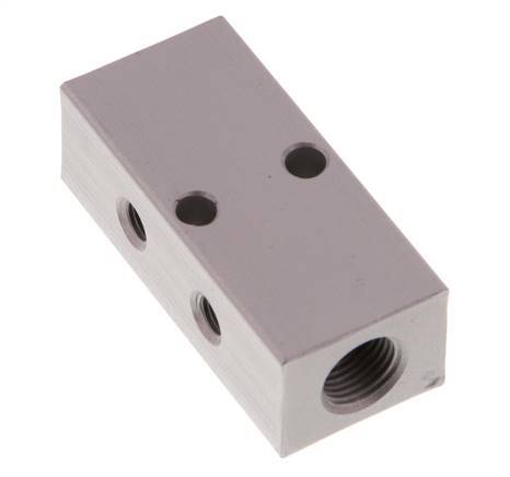 2xG 1/8'' x 4xM5 Bloque distribuidor de aluminio de doble cara 16 barras