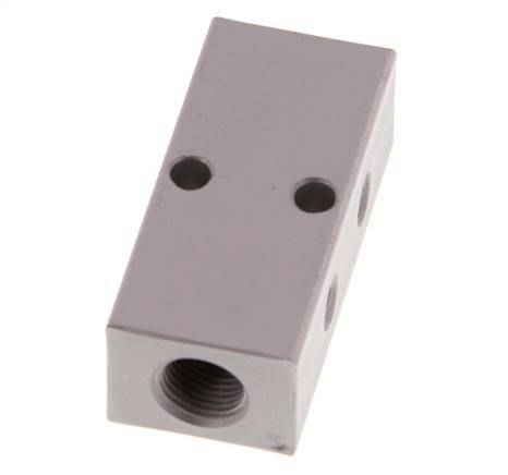 2xG 1/8'' x 4xM5 Bloque distribuidor de aluminio de doble cara 16 barras