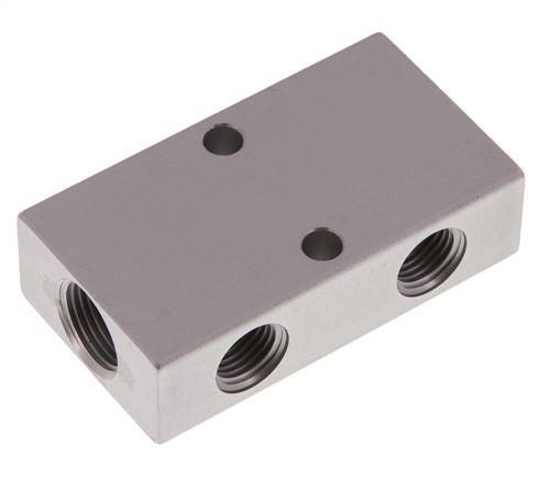 2xG 3/8'' x 4xG 1/4'' Bloque distribuidor de aluminio de doble cara de 16 barras