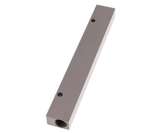 2xG 3/8'' x 6xG 1/4'' Bloque distribuidor de aluminio de una cara 16 barras