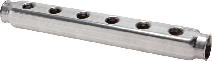 2xG 1'' x 10xG 1/2'' Bloque distribuidor de acero inoxidable de doble cara de 10 barras