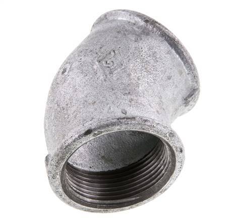 Rp 1 1/2'' Hierro fundido galvanizado Codo de 45 grados 25 Bar