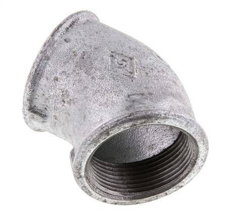 Rp 1 1/2'' Hierro fundido galvanizado Codo de 45 grados 25 Bar