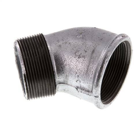 Rp 2'' x R 2'' F/M Zinc plated Cast iron 45 deg Elbow Fitting 25 Bar