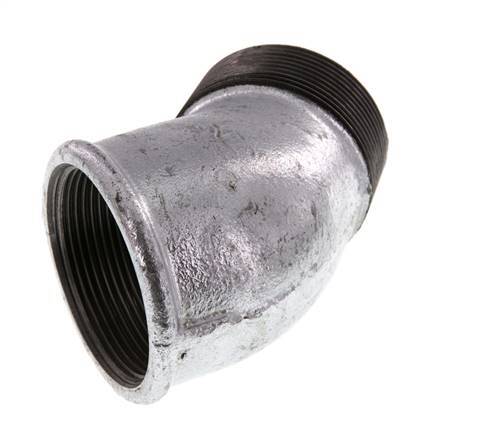 Rp 2'' x R 2'' F/M Zinc plated Cast iron 45 deg Elbow Fitting 25 Bar
