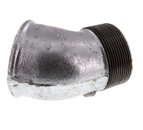 Rp 2'' x R 2'' F/M Zinc plated Cast iron 45 deg Elbow Fitting 25 Bar