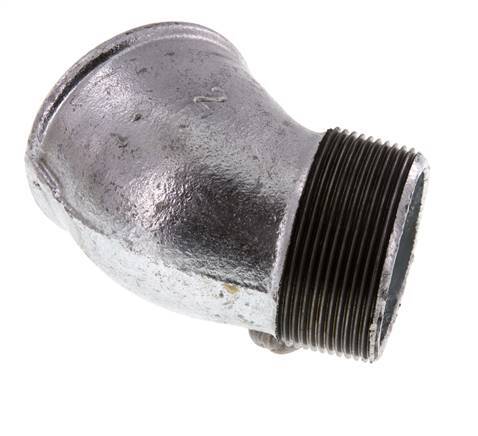 Rp 2'' x R 2'' F/M Zinc plated Cast iron 45 deg Elbow Fitting 25 Bar