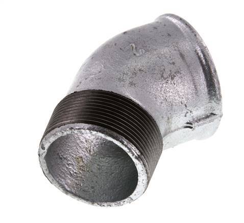 Rp 2'' x R 2'' F/M Zinc plated Cast iron 45 deg Elbow Fitting 25 Bar