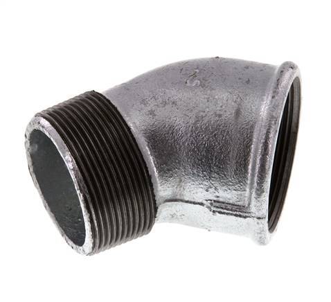 Rp 2'' x R 2'' F/M Zinc plated Cast iron 45 deg Elbow Fitting 25 Bar