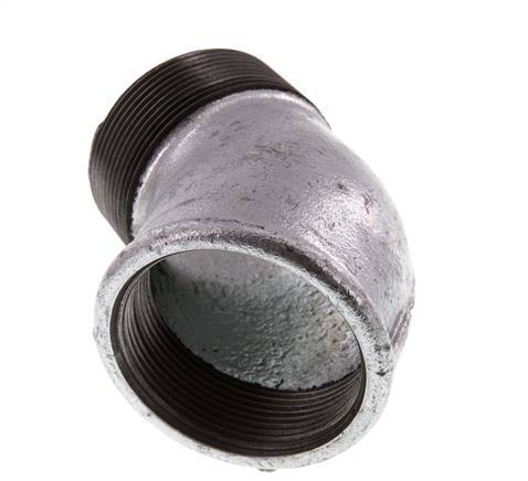 Rp 2'' x R 2'' F/M Zinc plated Cast iron 45 deg Elbow Fitting 25 Bar