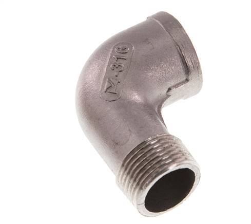 Rp 3/4'' x R 3/4'' F/M Codo de 90 grados de acero inoxidable 10 Bar