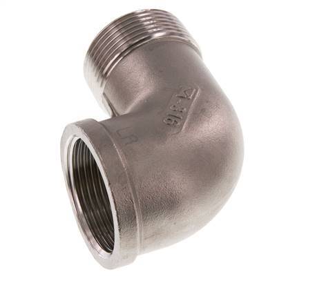 Rp 1 1/4'' x R 1 1/4'' F/M Codo de 90 grados de acero inoxidable 16 Bar
