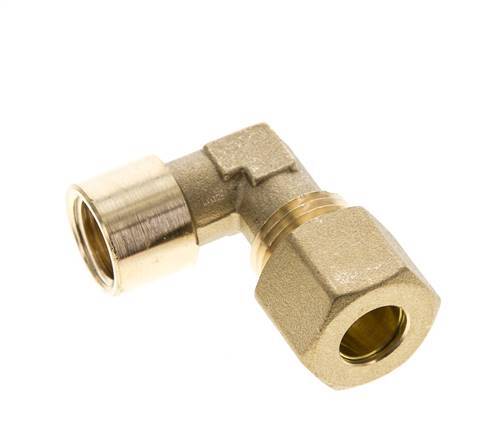 G 1/4'' x 10mm Codo de latón de 90 grados de compresión 95 Bar DIN EN 1254-2
