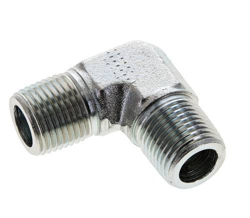 1/2'' NPT Male Zinc plated Steel 90 deg Elbow Fitting 225 Bar - Hydraulic