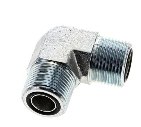 Codo de 90 grados de acero galvanizado UNS 1''-14 macho ORFS 400 Bar - Hidráulico