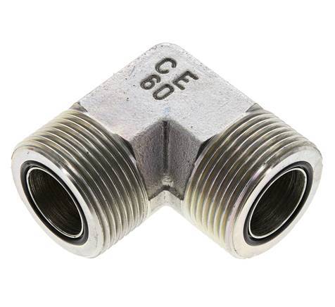 Codo de 90 grados de acero galvanizado de 1-7/16''-12 macho ORFS 400 Bar - Hidráulico