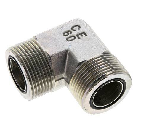 Codo de 90 grados de acero galvanizado de 1-7/16''-12 macho ORFS 400 Bar - Hidráulico