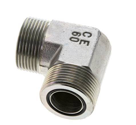 Codo de 90 grados de acero galvanizado de 1-7/16''-12 macho ORFS 400 Bar - Hidráulico