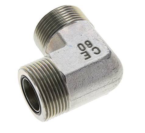 Codo de 90 grados de acero galvanizado de 1-7/16''-12 macho ORFS 400 Bar - Hidráulico