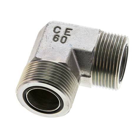 Codo de 90 grados de acero galvanizado de 1-7/16''-12 macho ORFS 400 Bar - Hidráulico