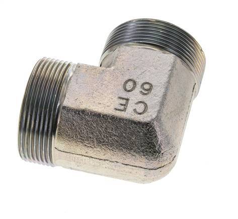 Codo de 90 grados de acero galvanizado UN 2''-12 macho ORFS 250 Bar - Hidráulico