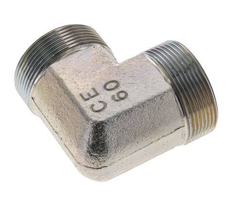 Codo de 90 grados de acero galvanizado UN 2''-12 macho ORFS 250 Bar - Hidráulico