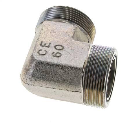 Codo de 90 grados de acero galvanizado UN 2''-12 macho ORFS 250 Bar - Hidráulico