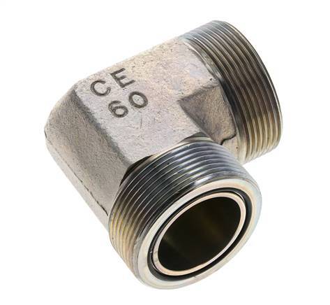 Codo de 90 grados de acero galvanizado UN 2''-12 macho ORFS 250 Bar - Hidráulico