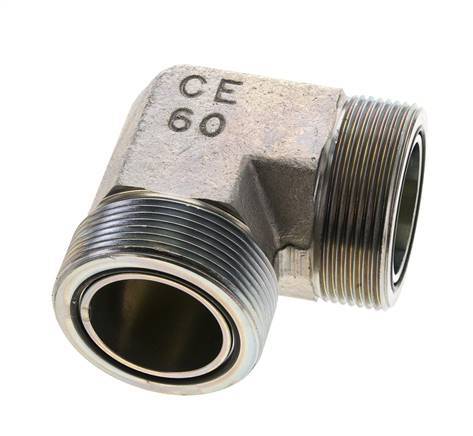 Codo de 90 grados de acero galvanizado UN 2''-12 macho ORFS 250 Bar - Hidráulico