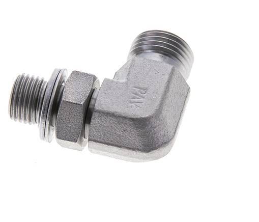 UN 11/16''-16 x G 1/4'' Macho Codo de 90 grados de acero galvanizado ORFS 400 Bar - Hidráulico