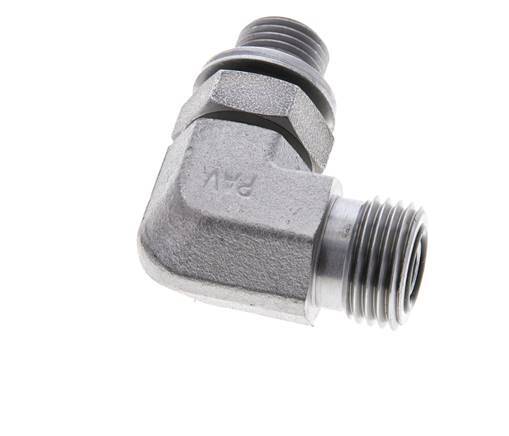 UN 11/16''-16 x G 1/4'' Macho Codo de 90 grados de acero galvanizado ORFS 400 Bar - Hidráulico