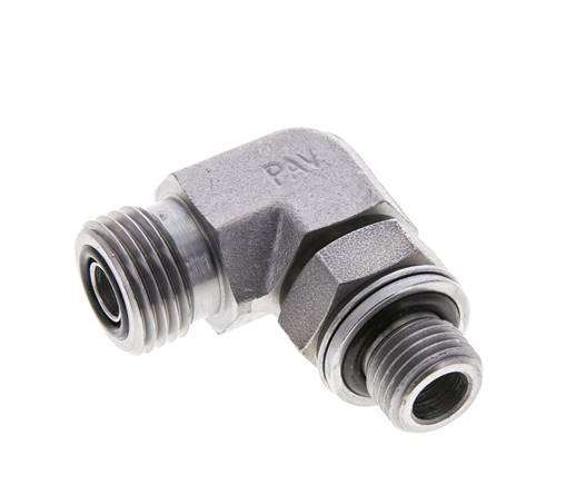 UN 11/16''-16 x G 1/4'' Macho Codo de 90 grados de acero galvanizado ORFS 400 Bar - Hidráulico