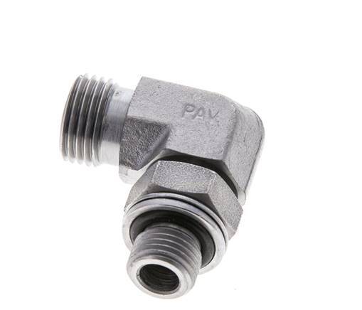 UN 11/16''-16 x G 1/4'' Macho Codo de 90 grados de acero galvanizado ORFS 400 Bar - Hidráulico