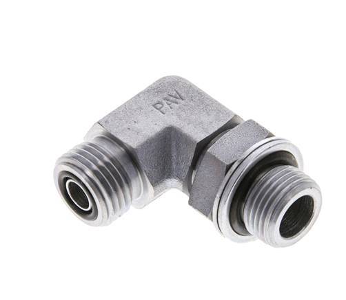 UN 11/16''-16 x G 3/8'' Macho Codo de 90 grados de acero galvanizado ORFS 400 Bar - Hidráulico