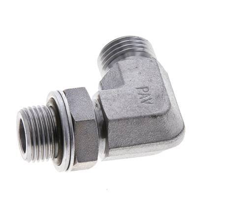 UN 11/16''-16 x G 3/8'' Macho Codo de 90 grados de acero galvanizado ORFS 400 Bar - Hidráulico