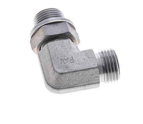 UN 11/16''-16 x G 3/8'' Macho Codo de 90 grados de acero galvanizado ORFS 400 Bar - Hidráulico