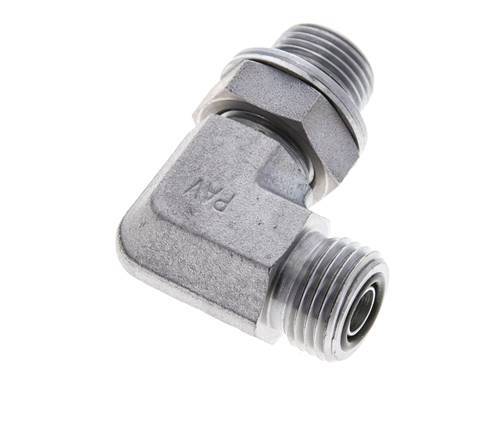 UN 11/16''-16 x G 3/8'' Macho Codo de 90 grados de acero galvanizado ORFS 400 Bar - Hidráulico