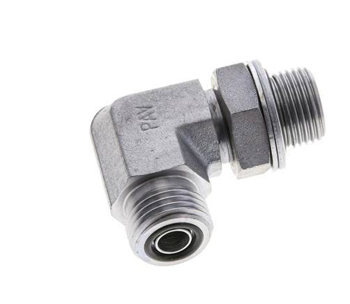 UN 11/16''-16 x G 3/8'' Macho Codo de 90 grados de acero galvanizado ORFS 400 Bar - Hidráulico