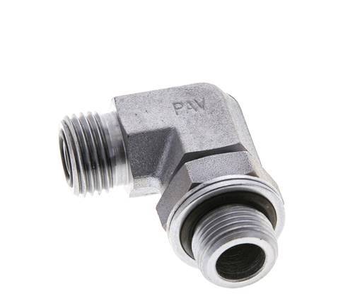 UN 11/16''-16 x G 3/8'' Macho Codo de 90 grados de acero galvanizado ORFS 400 Bar - Hidráulico
