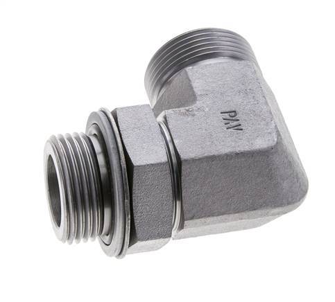 UN 1-7/16''-12 x G 1'' Macho Codo de 90 grados de acero galvanizado ORFS 315 Bar - Hidráulico