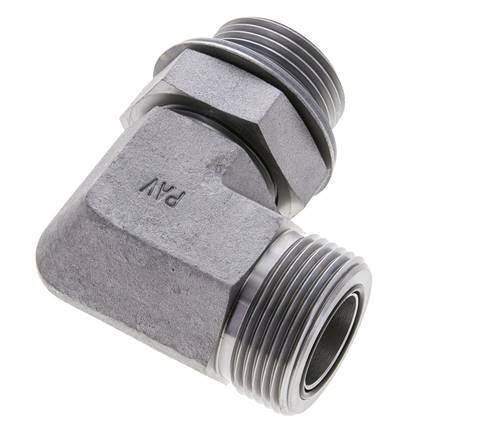 UN 1-7/16''-12 x G 1'' Macho Codo de 90 grados de acero galvanizado ORFS 315 Bar - Hidráulico
