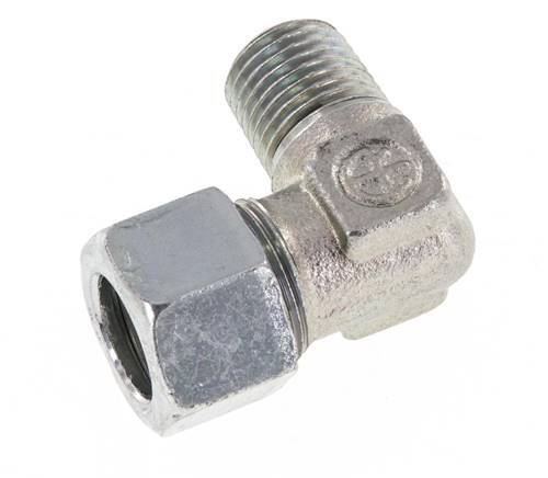 R 1/4'' Macho x 12LL Codo de 90 grados de acero galvanizado 100 Bar DIN 2353