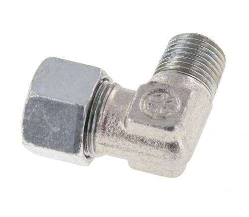 R 1/4'' Macho x 12LL Codo de 90 grados de acero galvanizado 100 Bar DIN 2353