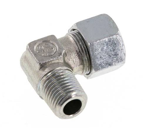 R 1/4'' Macho x 12LL Codo de 90 grados de acero galvanizado 100 Bar DIN 2353
