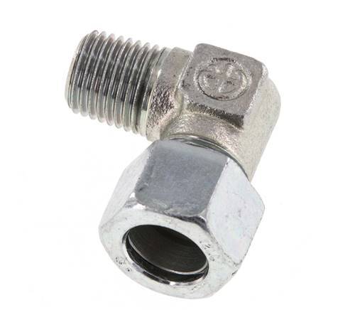 R 1/4'' Macho x 12LL Codo de 90 grados de acero galvanizado 100 Bar DIN 2353
