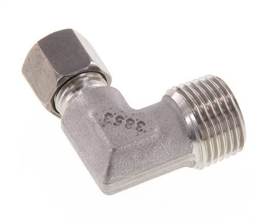 R 1/2'' Macho x 8L Codo de 90 grados de acero inoxidable 315 Bar DIN 2353