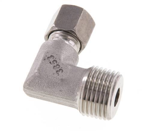 R 1/2'' Macho x 8L Codo de 90 grados de acero inoxidable 315 Bar DIN 2353